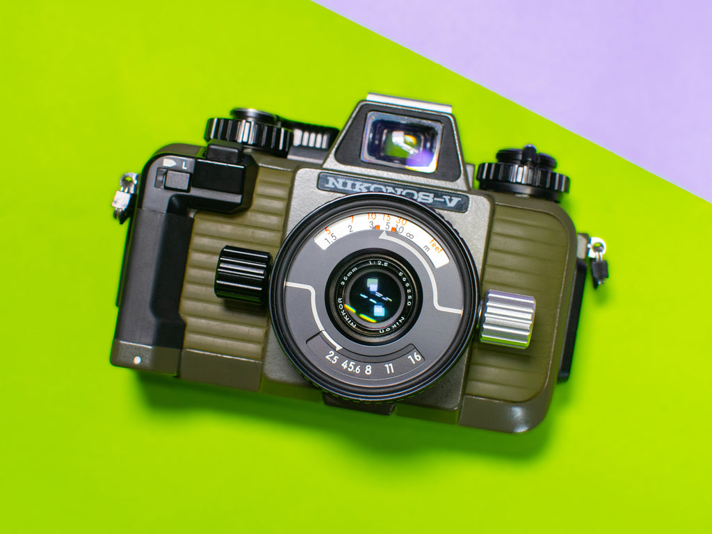 Nikonos V camera body and lens.